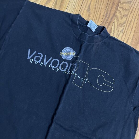 Vintage 90s Black Vavoom QC T-Shirt All Sport XL Single Stitched Made In USA - Picture 2 of 9